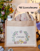 Geschenktasche Jute "Küken" mit Wunschname