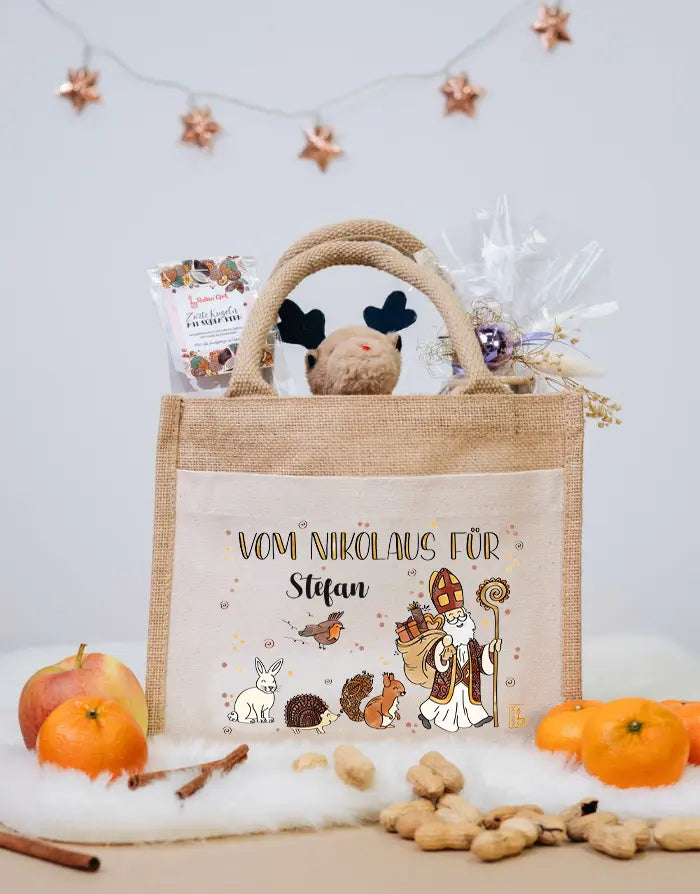 Geschenktasche Jute "Vom Nikolaus und seinen Freunden"
