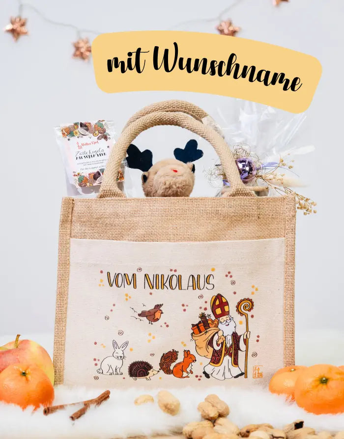 Geschenktasche Jute "Vom Nikolaus und seinen Freunden"