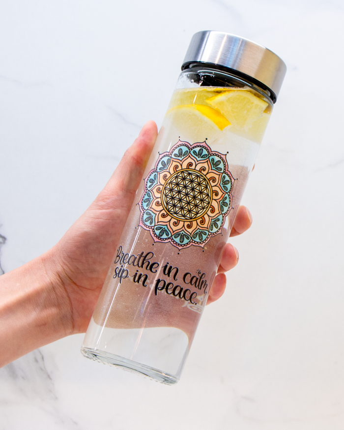 Glasflasche "Blume des Lebens"