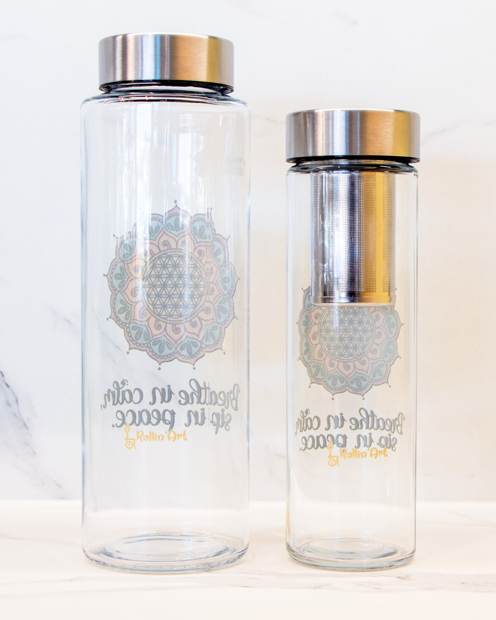 Glasflasche "Blume des Lebens"