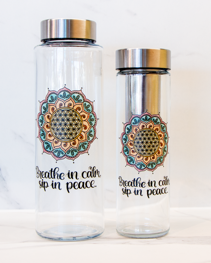 Glasflasche "Blume des Lebens"