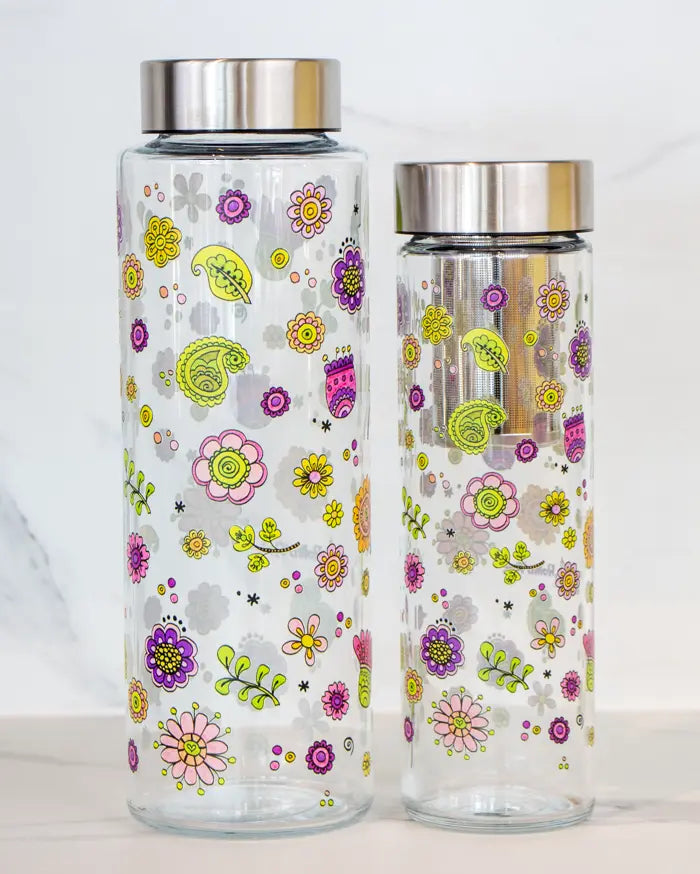 Glasflasche "Glücksblumen"