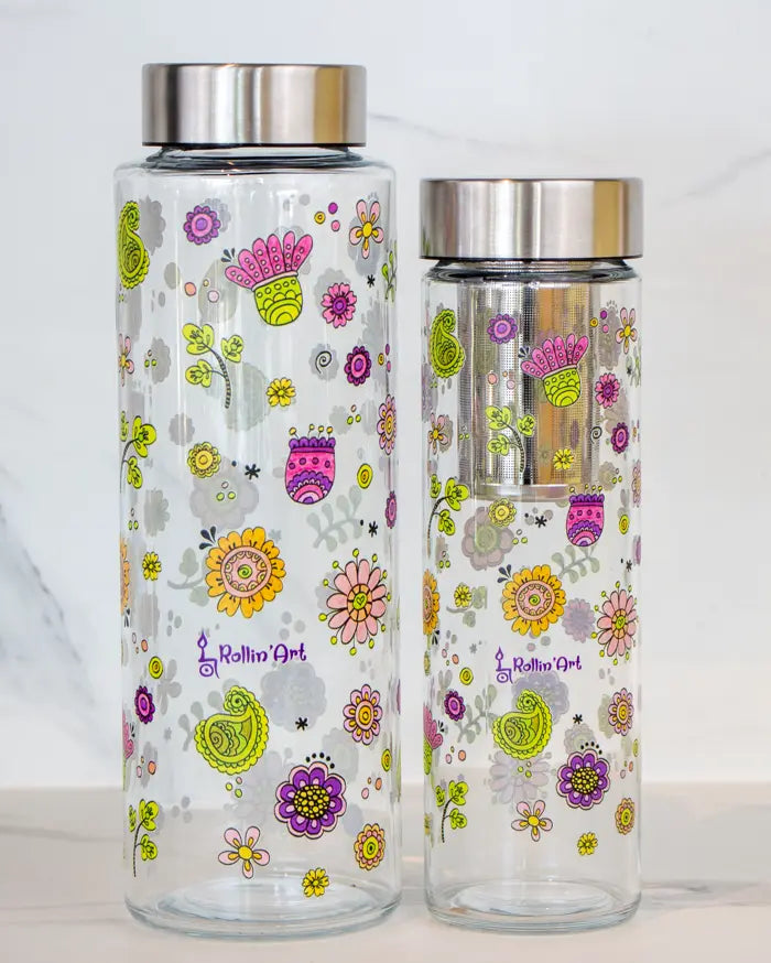 Glasflasche "Glücksblumen"