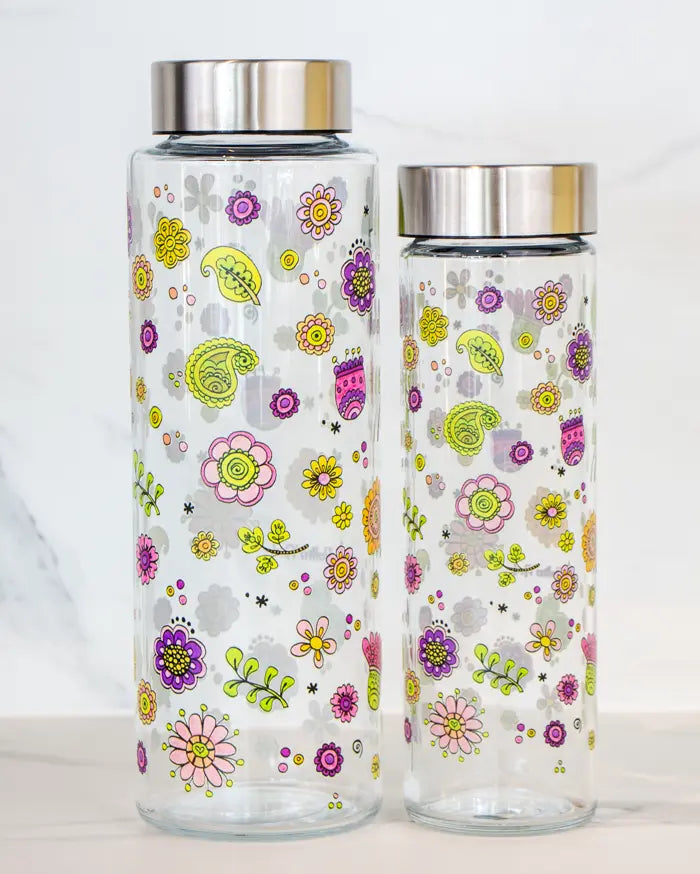 Glasflasche "Glücksblumen"