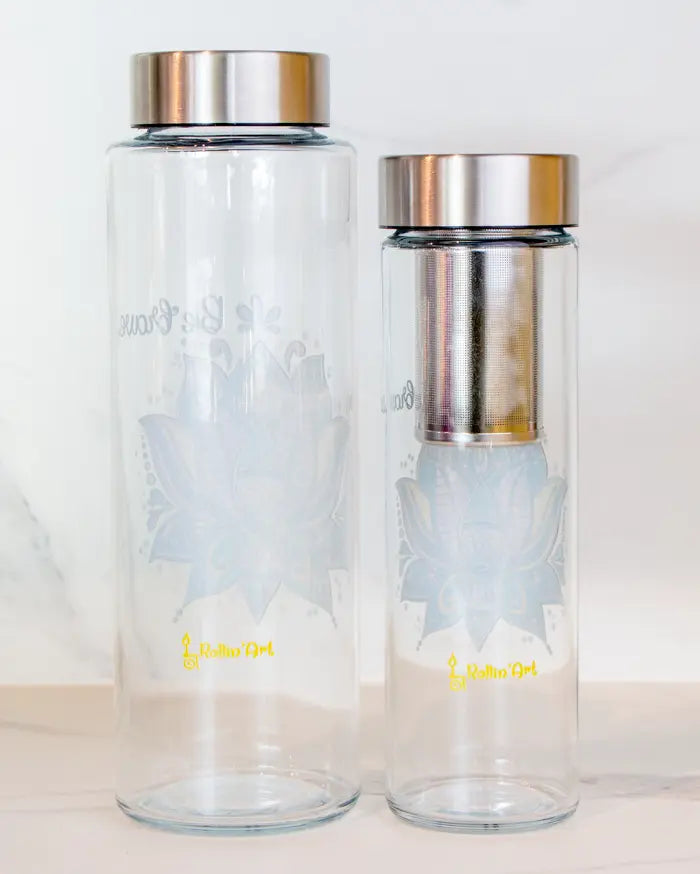 Glasflasche "Lotusblüte"