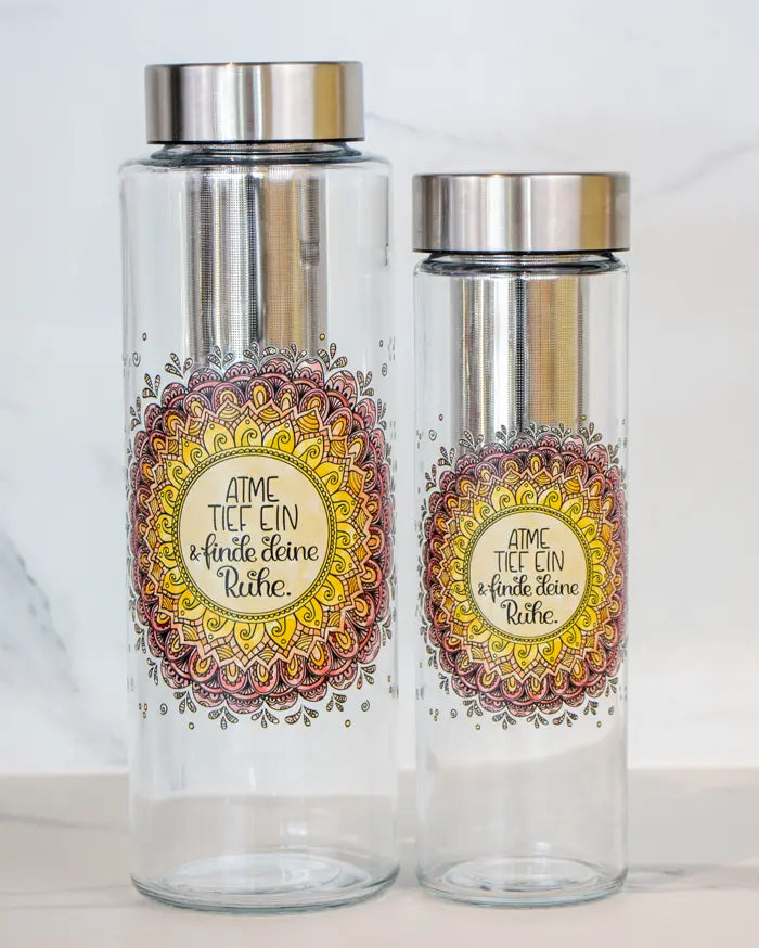 Glasflasche "Mandala - Atme tief ein"
