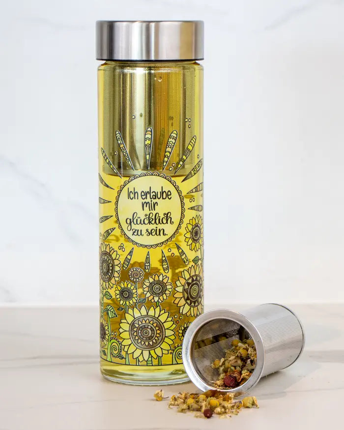 Glasflasche "Sonnenblumen"