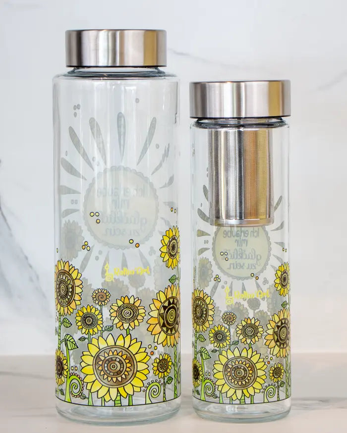 Glasflasche "Sonnenblumen"
