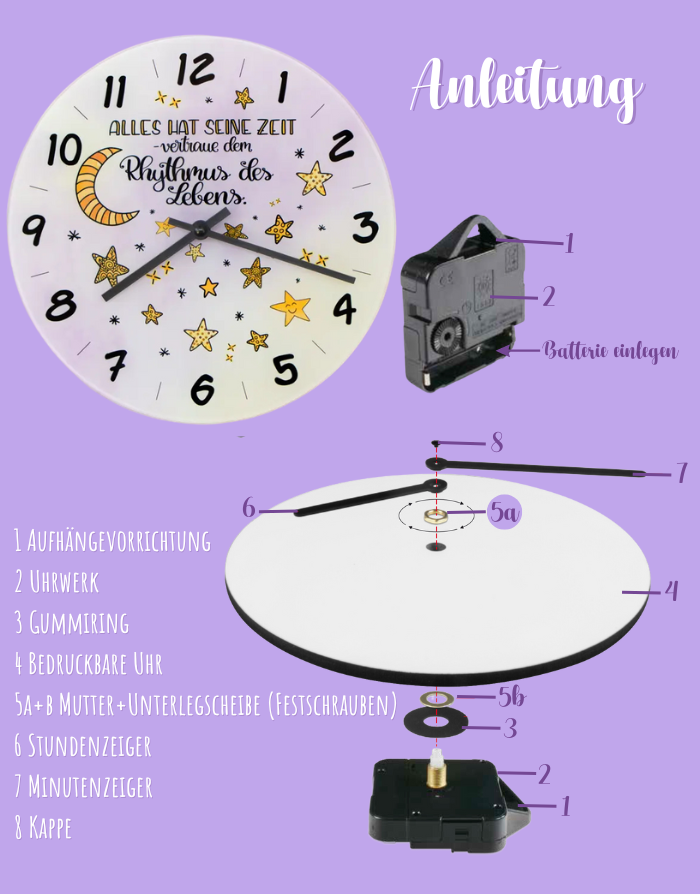 Glaswanduhr „Alles hat seine Zeit“