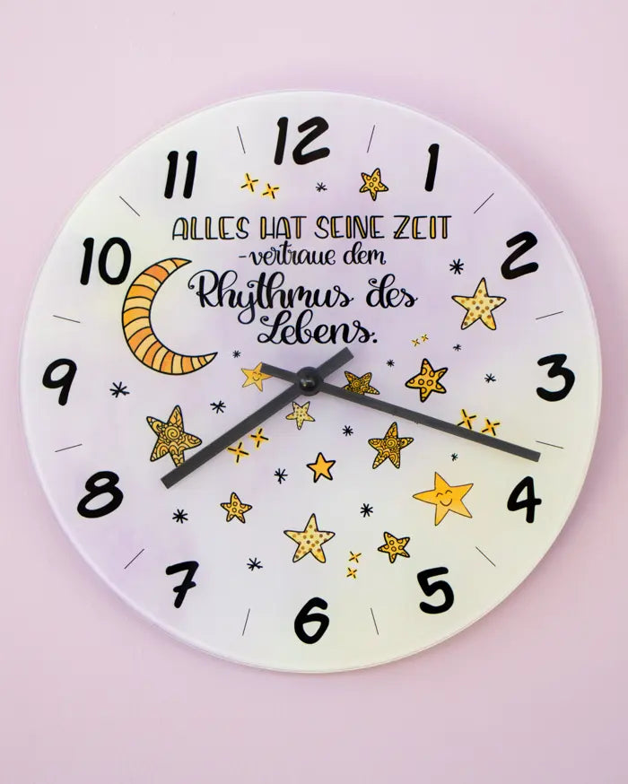 Glaswanduhr „Alles hat seine Zeit“