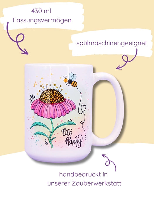 Jumbo-Teetasse "Bee happy"