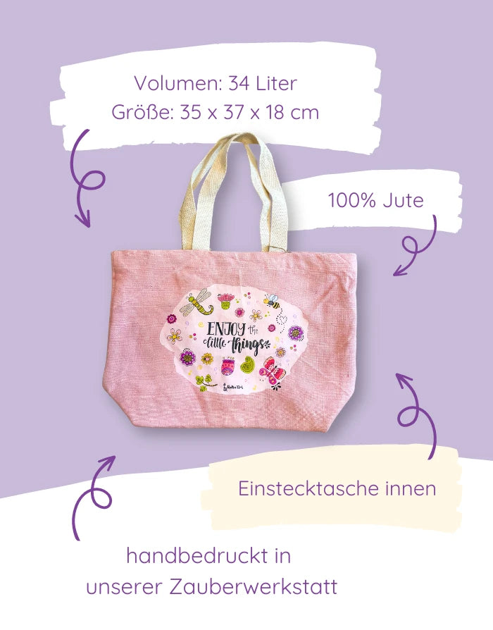 Jute Beach Bag "Enjoy the little things"