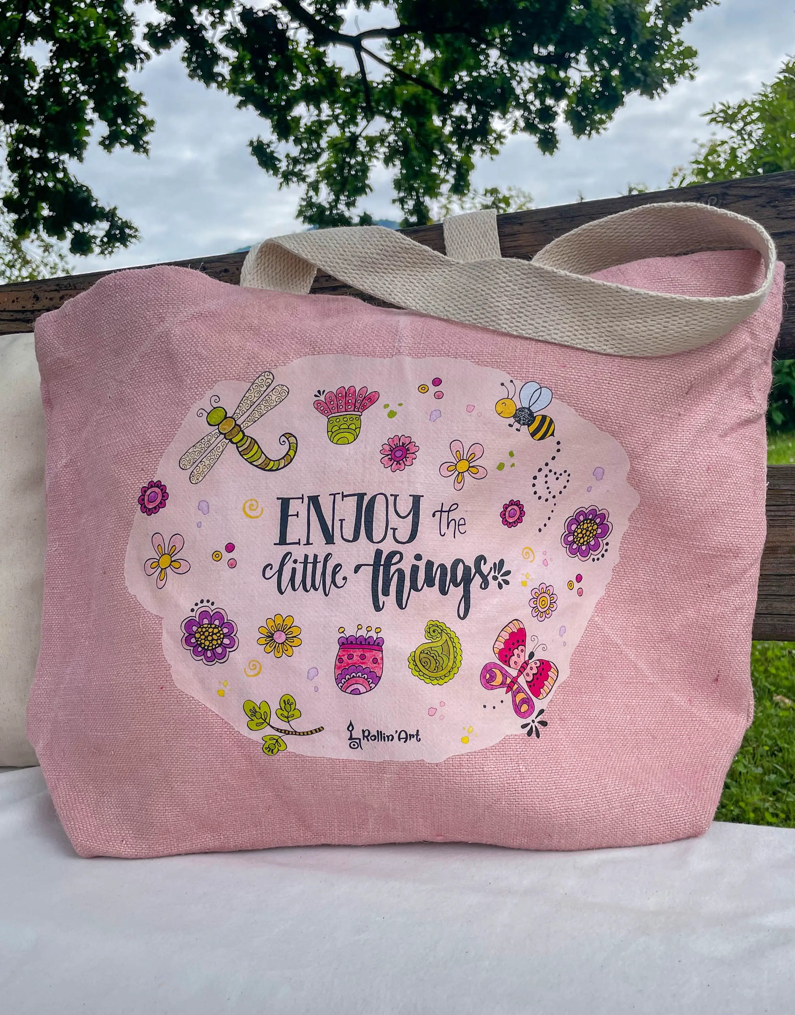 Jute Beach Bag "Enjoy the little things"