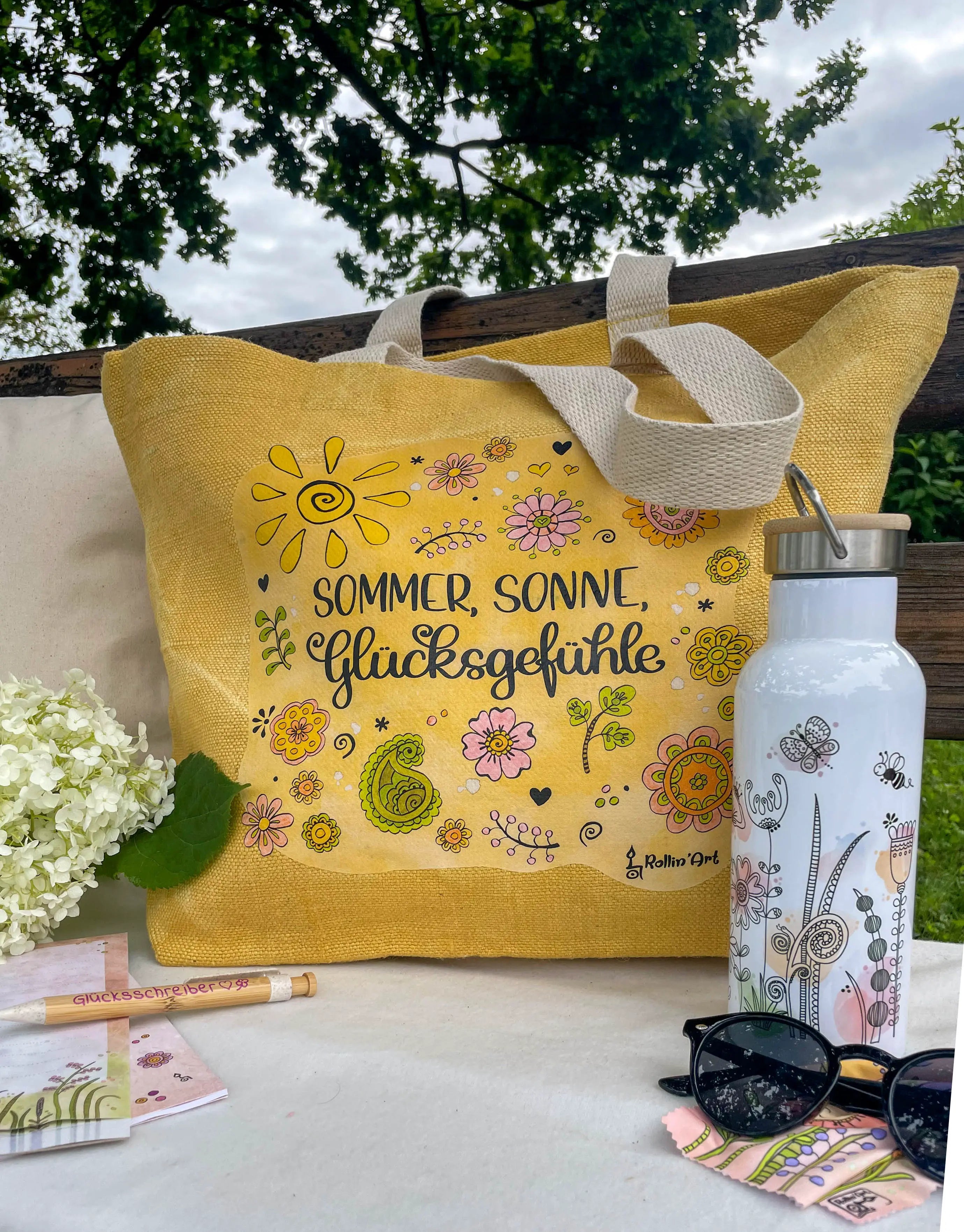 Jute Beach Bag "Glücksgefühle"