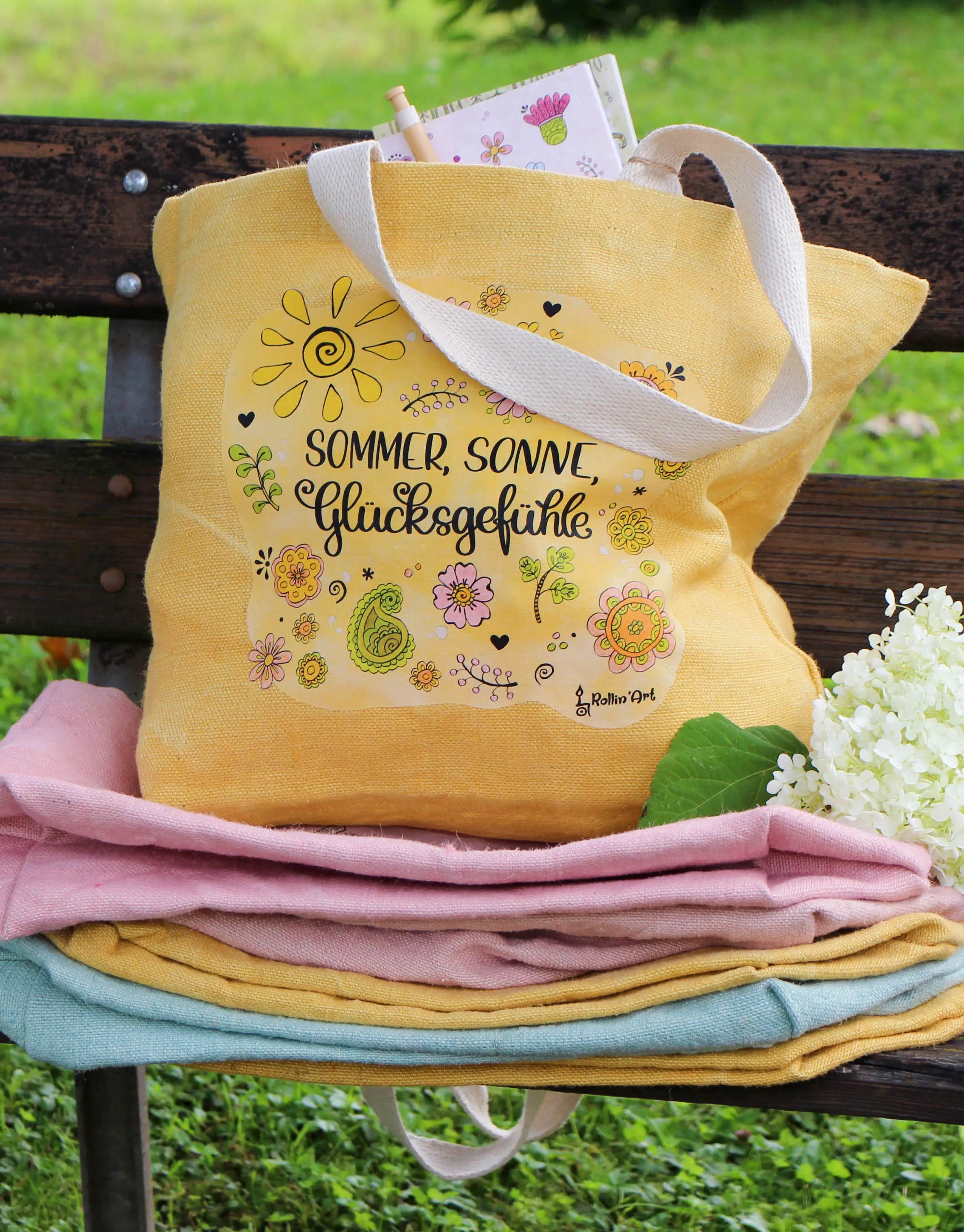 Jute Beach Bag "Glücksgefühle"