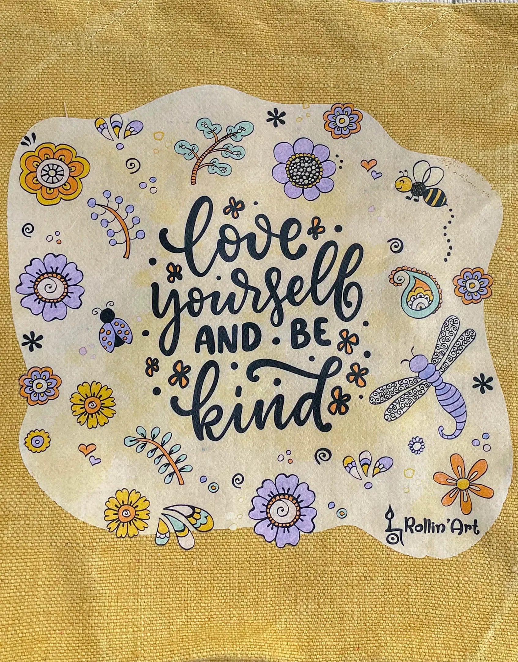 Jute Beach Bag "Love yourself and be kind"