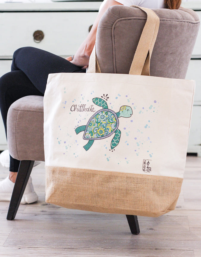 Jutetasche "Chillkröte"