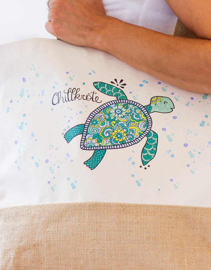 Jutetasche "Chillkröte"