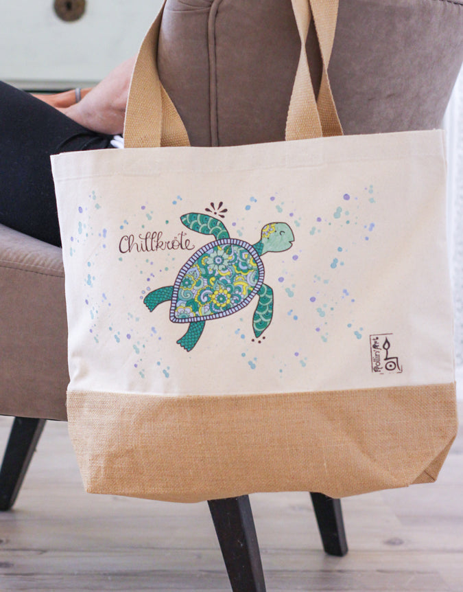 Jutetasche "Chillkröte"