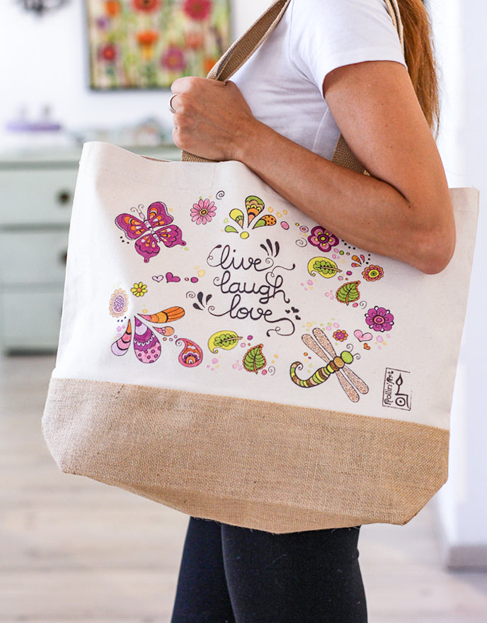 Jutetasche "Live-Laugh-Love"