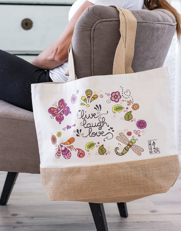 Jutetasche "Live-Laugh-Love"
