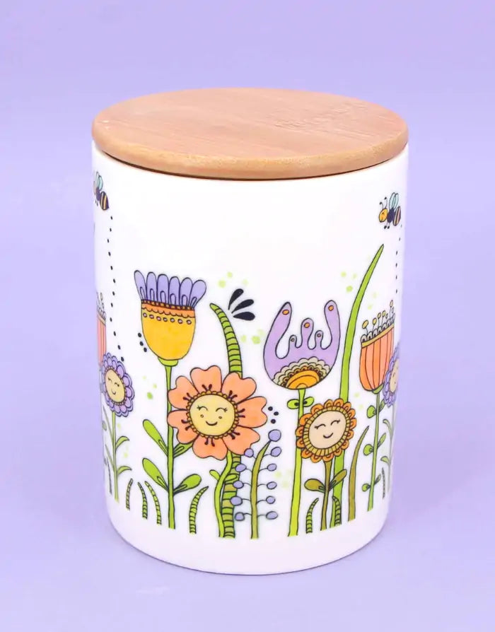 Keramikdose M "Happy Flowers"