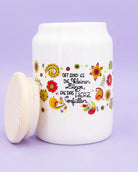 Keramikdose groß mit Holzdeckel "Es sind die kleinen Dinge"