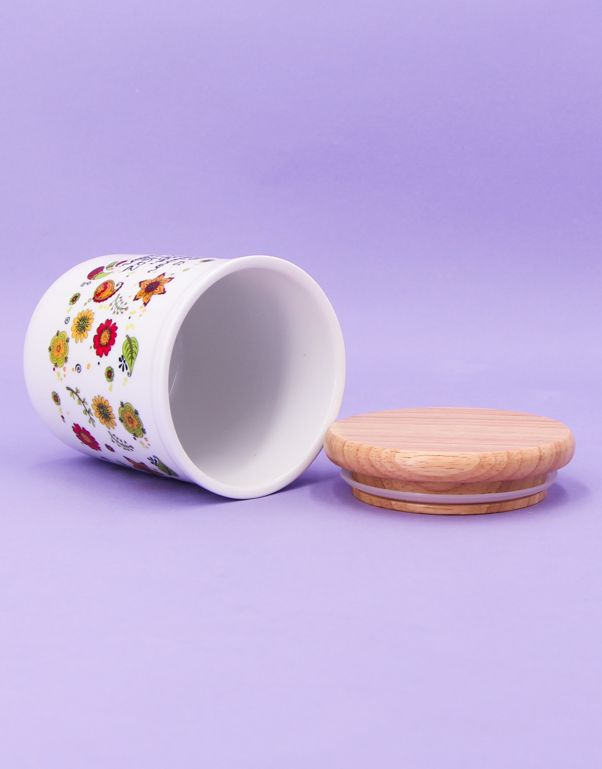 Keramikdose klein mit Holzdeckel "Die kleinen Dinge"