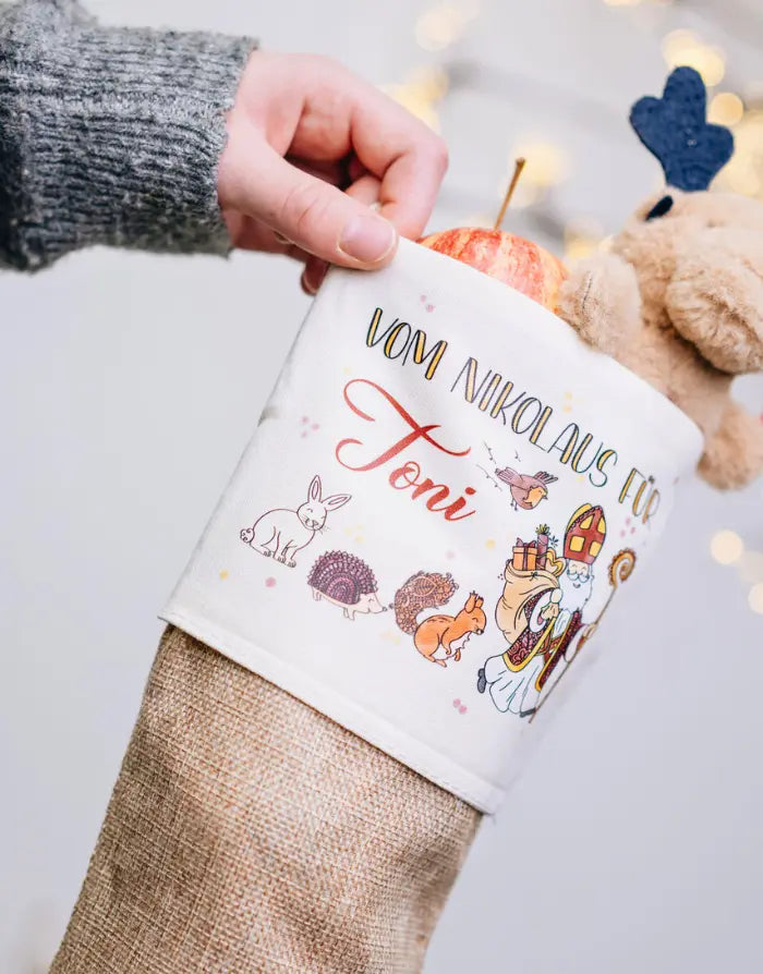 Nikolausstiefel "Nikolaus und seine Freunde" mit Wunschname