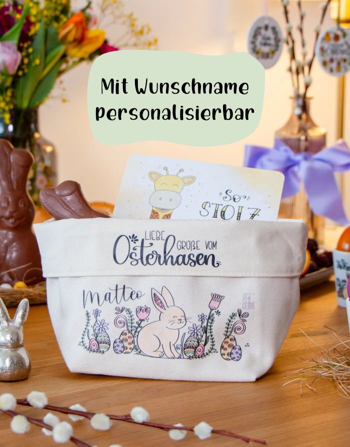 Osternest groß „Häschen“ – nachhaltiges Stoffkörbchen