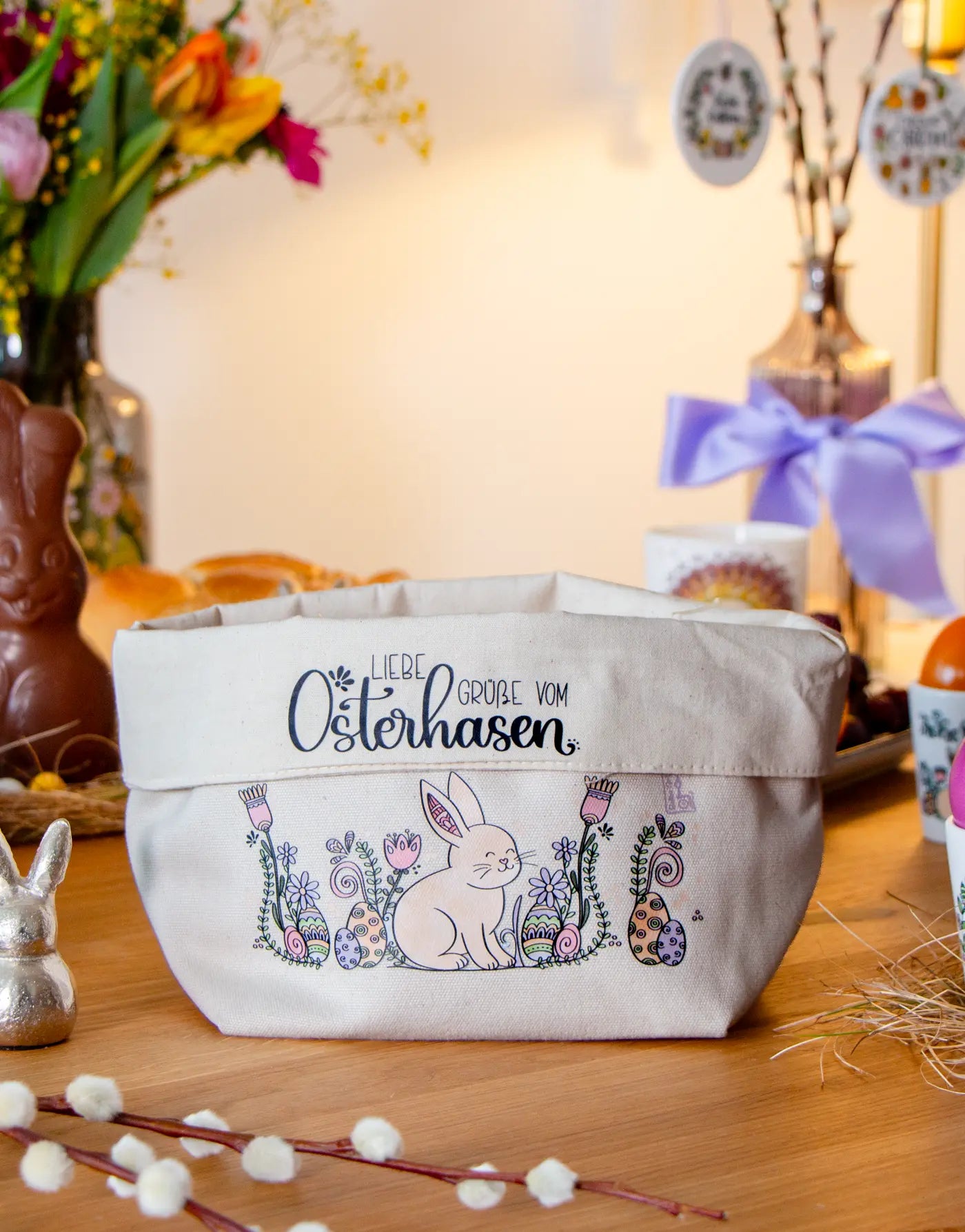 Osternest klein „Häschen“ – nachhaltiges Stoffkörbchen