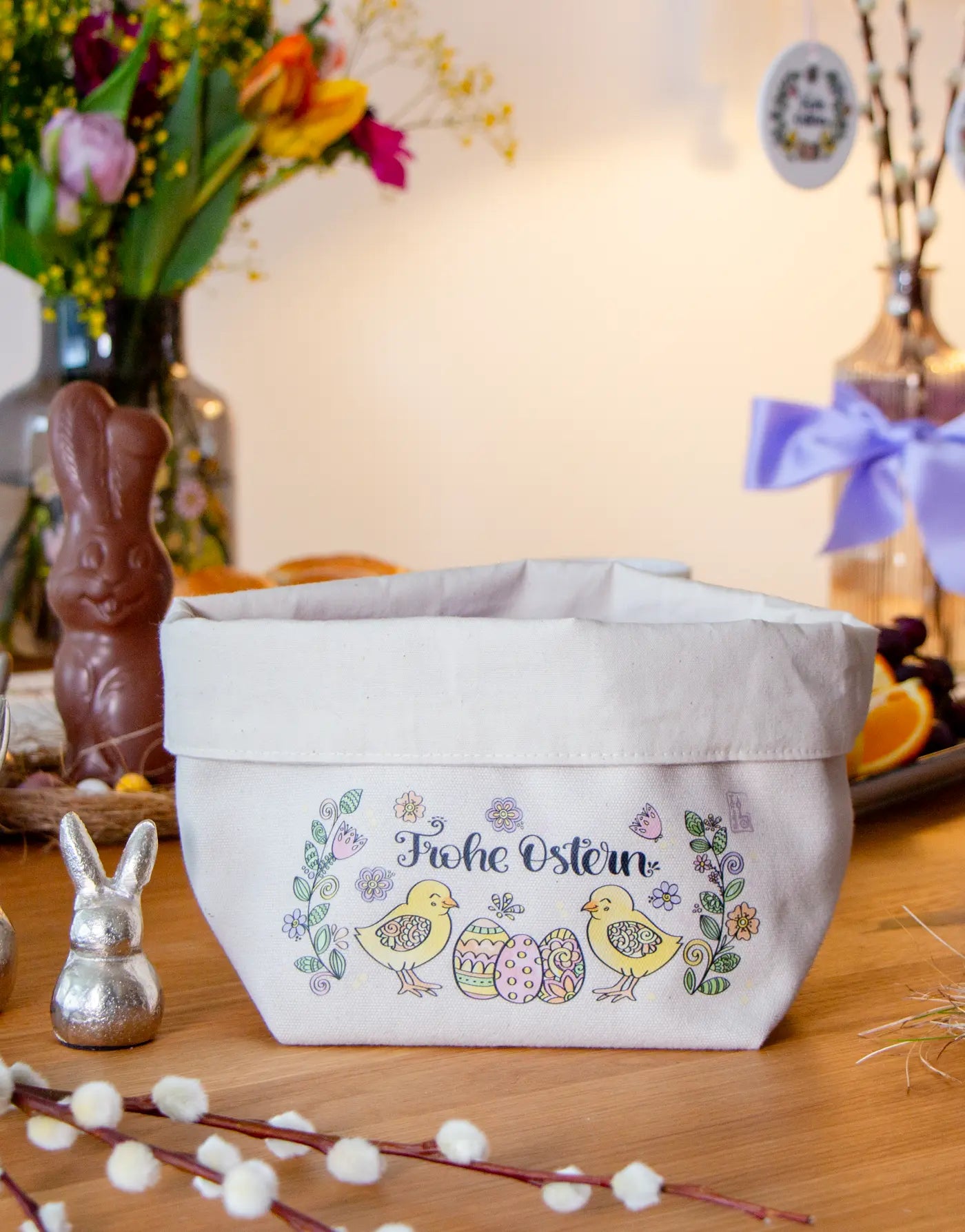Osternest klein „Küken“ – nachhaltiges Stoffkörbchen