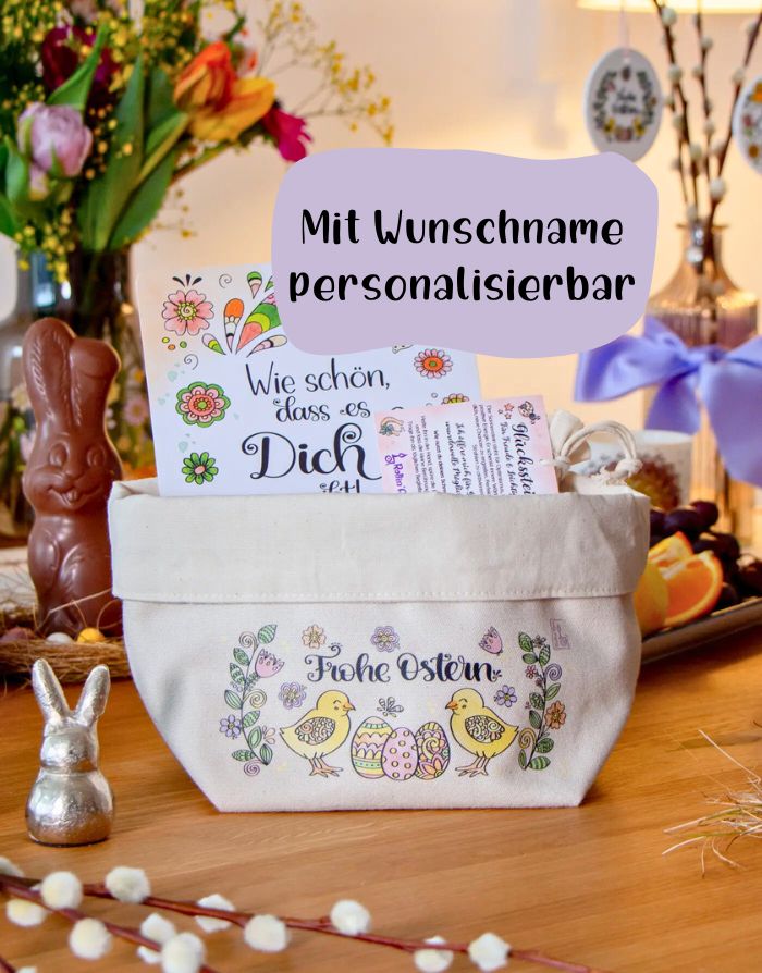 Osternest klein „Küken“ – nachhaltiges Stoffkörbchen