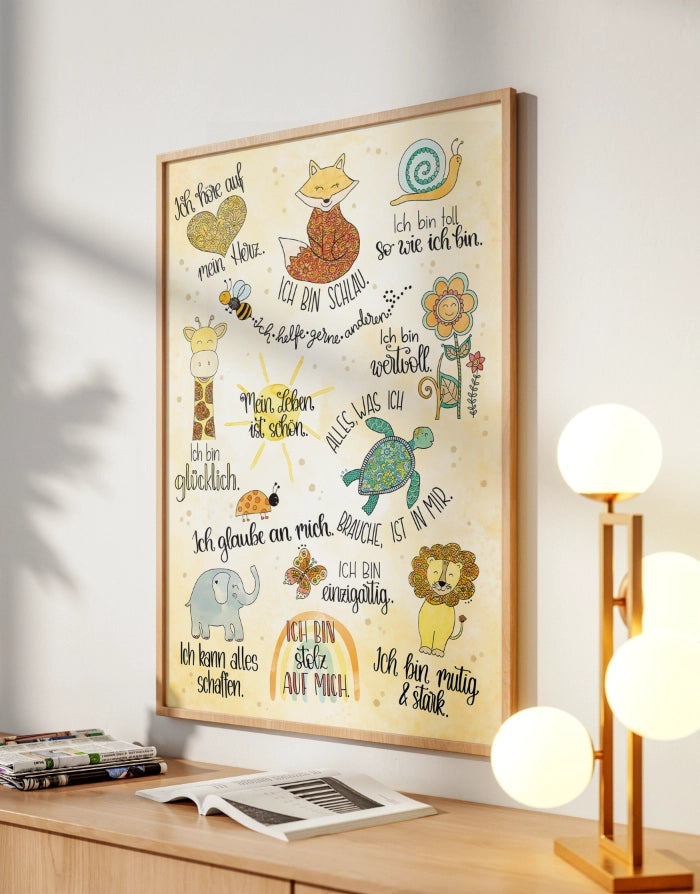 Poster „Affirmationen – Ich bin mutig, stark & wertvoll“