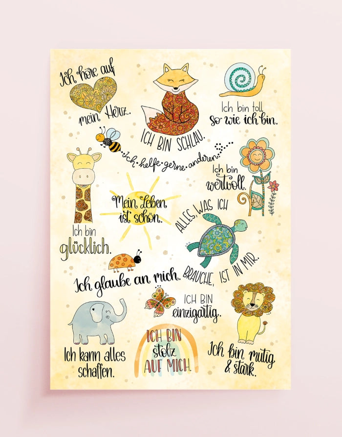 Poster „Affirmationen – Ich bin mutig, stark & wertvoll“