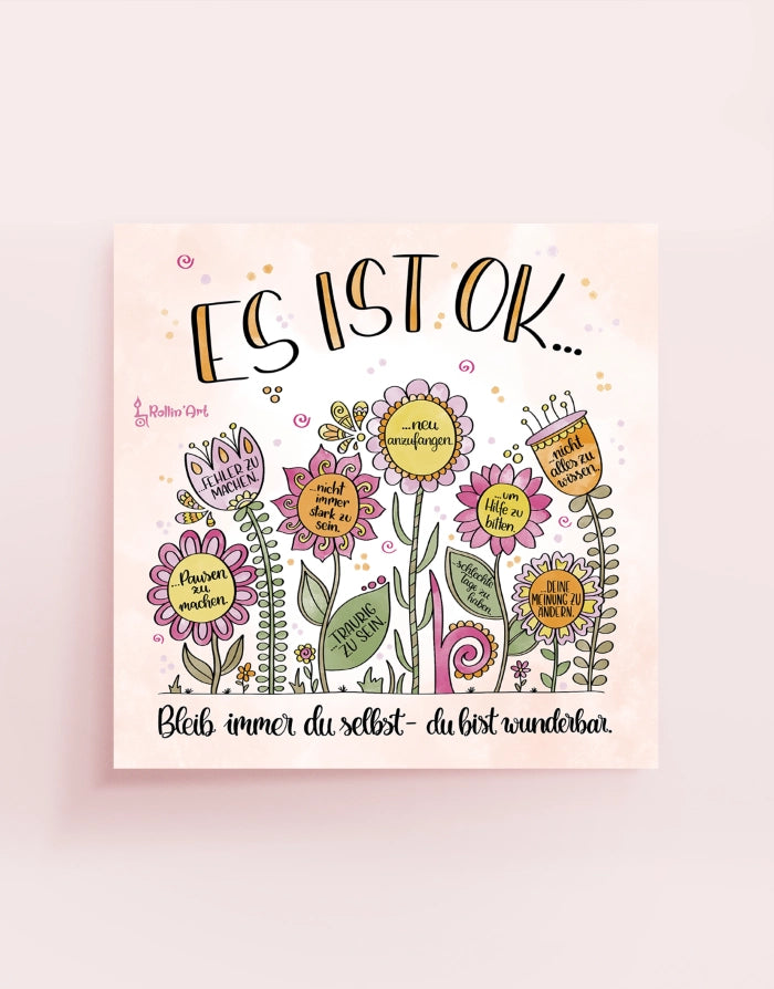 Poster „Es ist ok … Bleib immer du selbst – du bist wunderbar“