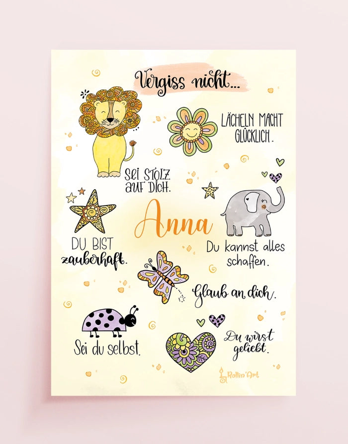 Poster "Vergiss nicht" mit Wunschname