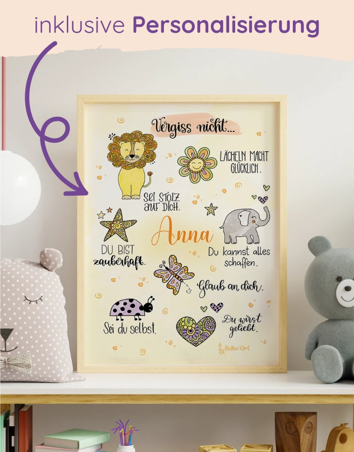 Poster "Vergiss nicht" mit Wunschname