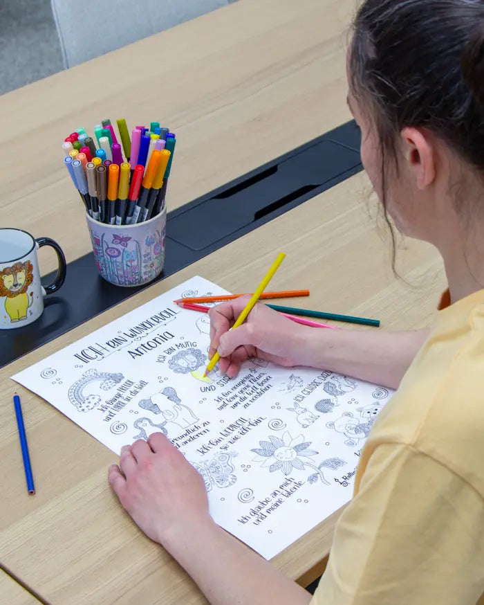 Poster zum Ausmalen "Affirmationen" mit Wunschname