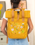 Rucksack groß Mustard „Happy Flowers”