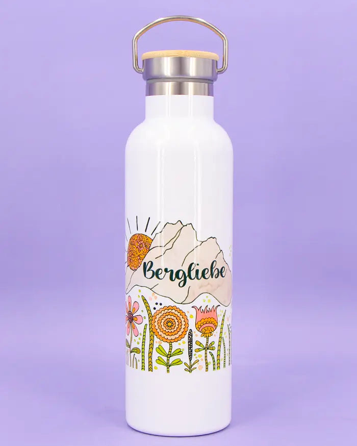 Thermosflasche Bambusdeckel "Bergliebe"