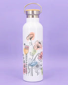 Thermosflasche Bambusdeckel "Blumenwiese"