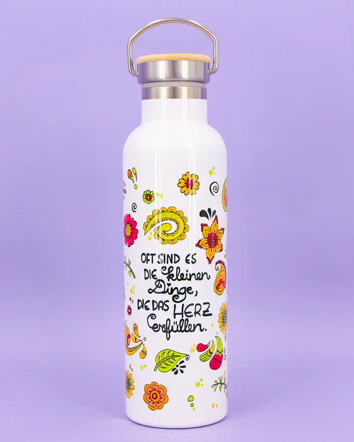 Thermosflasche Bambusdeckel "Die kleinen Dinge"