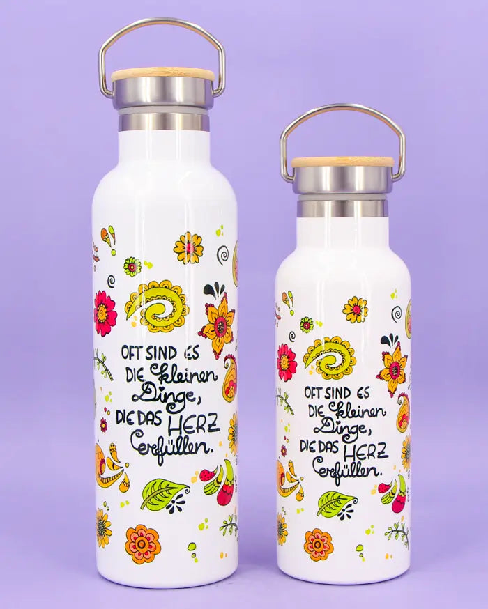 Thermosflasche Bambusdeckel "Die kleinen Dinge"