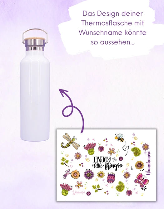 Thermosflasche Bambusdeckel "Enjoy the little things"