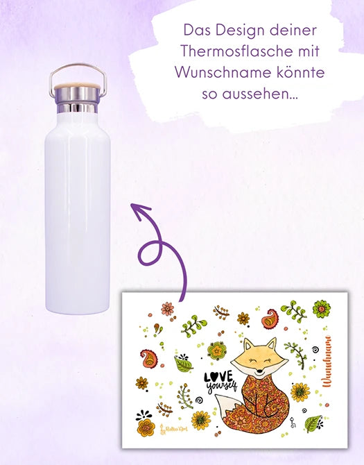 Thermosflasche Bambusdeckel "Fuchs"
