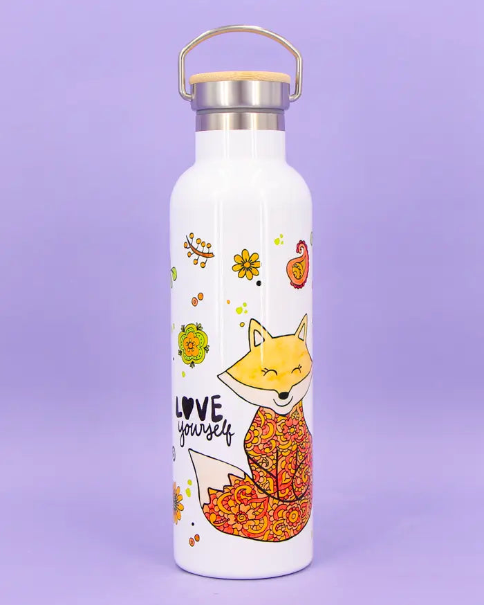 Thermosflasche Bambusdeckel "Fuchs"