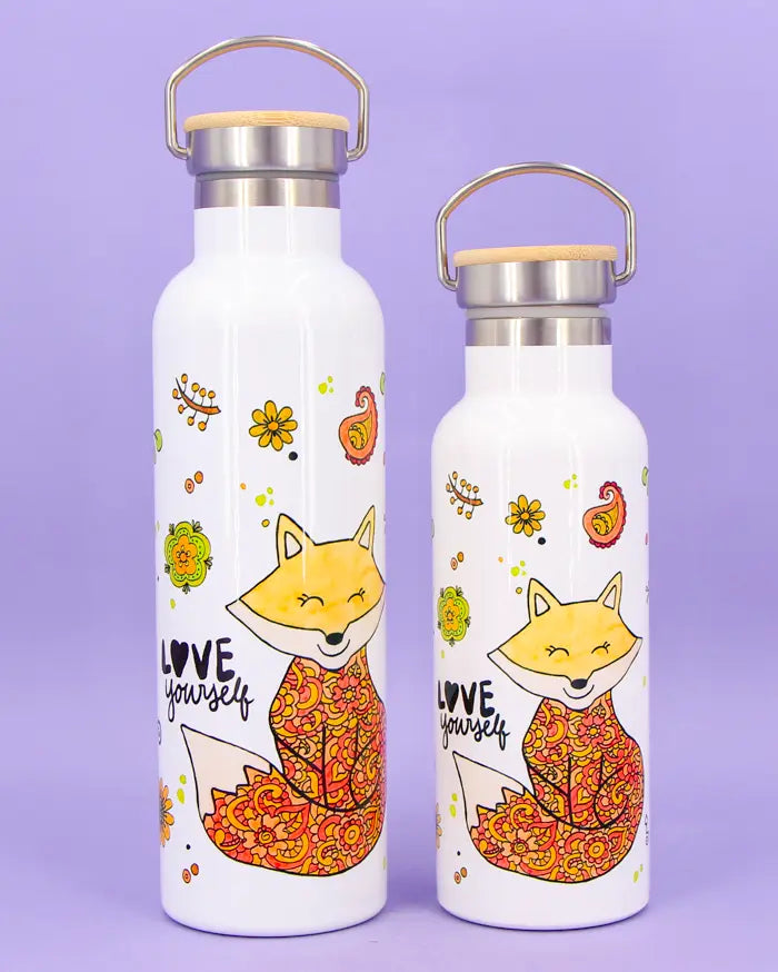 Thermosflasche Bambusdeckel "Fuchs"