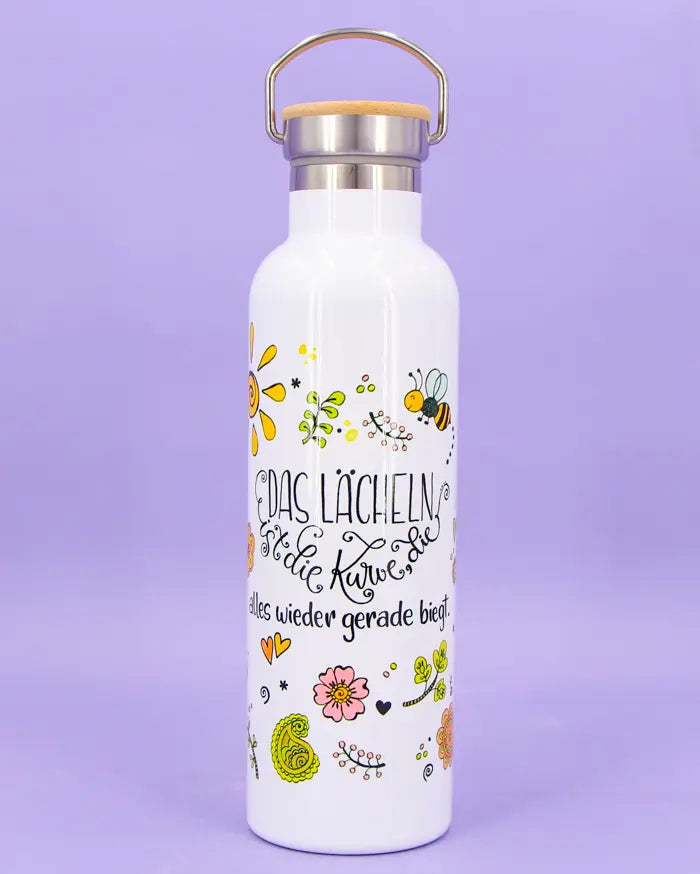 Thermosflasche Bambusdeckel "Lächeln"